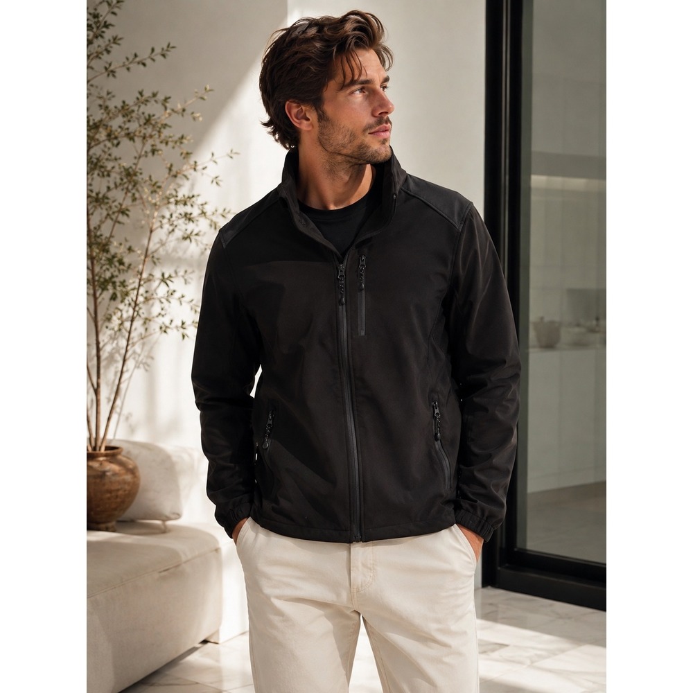Black Diamond Mens Softshell Fleece Lined Full Zip Jacket Black Size Medium